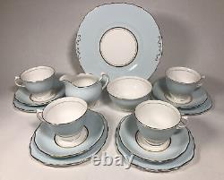 Colclough Blue Tea Set Cups Saucers Cake Trios Plate Jug Bowl England China