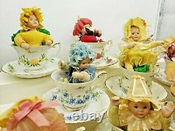 Complete Set 12 Ashton Drake Galleries Flower Babies of the Month Teacup Saucer