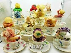 Complete Set 12 Ashton Drake Galleries Flower Babies of the Month Teacup Saucer
