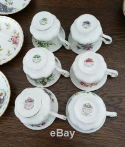 Complete Set 12 Royal Albert Flower of the Month Tea Cup & Saucers Beautiful A+