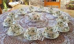 Complete Tea set of Teapot & 12 WEDGWOOD WILD STRAWBERRY TEA CUPS & SAUCERS MINT