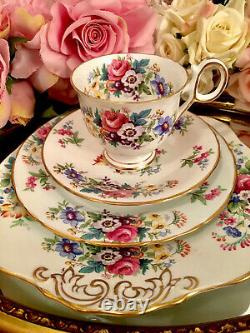 Delphine England Bone China Tea Set Spring Song Tea Cups Trios Pink Roses 21 Ite