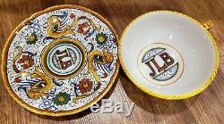 Deruta Raffaellesco cup and saucer 4 sets hand painted italy