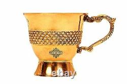 Designer Brass Tea Cup Serving tea Tableware Gift Item Volume 100 ML Set Of 2