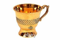 Designer Brass Tea Cup Serving tea Tableware Gift Item Volume 100 ML Set Of 2