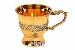 Designer Brass Tea Cup Serving tea Tableware Gift Item Volume 100 ML Set Of 4