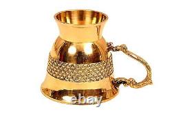 Designer Brass Tea Cup Serving tea Tableware Gift Item Volume 100 ML Set Of 6