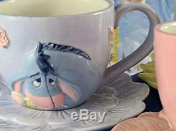 Disney Tea Coffee Set Winnie the Pooh Tigger Piglet Eeyore Flower Saucer Cup NEW