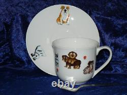 Dogs bone china cup and saucer gift boxed with teaspoon cartoon fun dogs