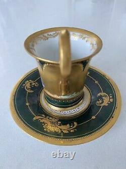 Dresden Antique Portrait Heavy Gold Gilded Espresso Demitasse TeaCup Saucer Set