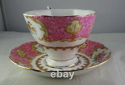 Eight Royal Albert Lady Carlyle Tea Cup & Saucer Sets Pink Floral Gold Trim