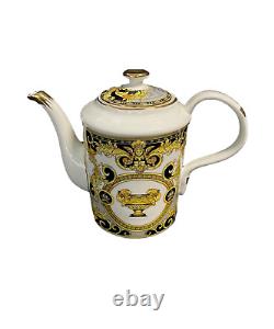 Elegant Greek Amphora Design Black/Grey/Gold Tea Set in Bone China for 6 Person