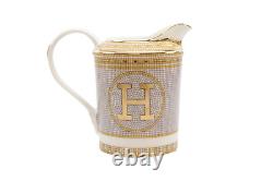 Elegant Mosaic H Design Gold Tea Set in Bone China for 6 Person