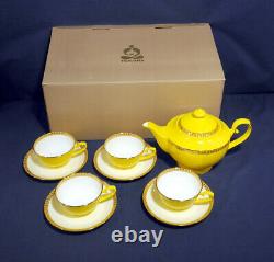 Elegant Teavana Noble Poppy Tea Set Teapot 4 Cup + Saucers 14k Gold Never Used
