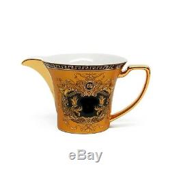 Euro Porcelain 10-pc Yellow Dining Tea Cup Set, Premium 24K Greek Key Medusa