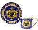 Euro Porcelain 12-pc Medusa Greek Key Tea Cup Coffee Set, 24k Gold Service for 6
