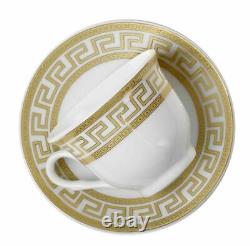 Euro Porcelain 17-pc Tea Cup Coffee Set, 24K Gold Greek Key Service for 6