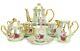 Euro Porcelain 29-pc Pink Red Roses Tea Cup Coffee Set Service for 12 24K Gold