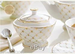 European Style Classic Elegant Ceramics Coffee Cup/Tea Pot 15 Pieces Set M-1