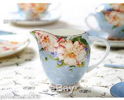 European Style Simple Fashion Blue Ceramics Coffee Cup/Tea Pot 16 Pieces Set G-6
