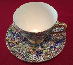 Extremely Rare Shelley Tea cup set Paisley Pattern 14038 Gold Trim