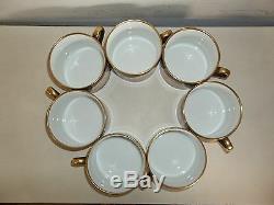 FITZ & FLOYD Cloisonne Peony Black Set of 7 Flat Tea Cups & Saucers Set 1984-96