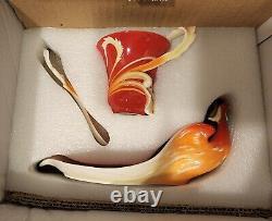 FRANZ Phoenician Flight Bird Cup Saucer Spoon w- BOX Phoenix porcelain 3 pieces