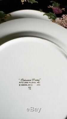 Fitz & Floyd Cloisonne Peony 32PC Set, Dinner & Salad Plates, Teacup & Saucers