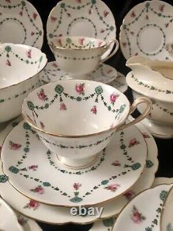 Foley Wileman Handpainted Shelley Tea Cups Roses Garlands Tea Set 29 Items READ