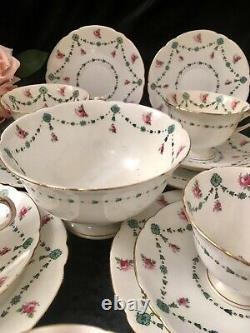 Foley Wileman Handpainted Shelley Tea Cups Roses Garlands Tea Set 29 Items READ