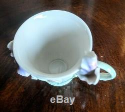 Franz Iris Windswept Beauty Porcelain Sculpted Teacup with Saucer/Spoon Set VTG