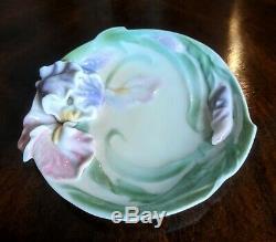 Franz Iris Windswept Beauty Porcelain Sculpted Teacup with Saucer/Spoon Set VTG