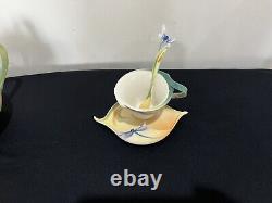 Franz Porcelain Dragonfly Cup Saucer And Spoon As New Without Box