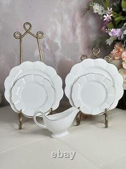 GRACE TEAWARE Bone Porcelain Set 11 Tea/Coffee Luxury Gold &White Scallop Shape
