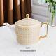 Golden Teapot Set Luxury Ceramic Porcelain Coffee Tea Cup Bone China Drinkware