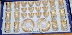 Golden Turkish Tea Glasses Stunning Set of 36 Kahwa Cups WithSaucer Ramadan Gift