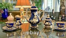 Gor-Sev Porselen Tea Coffee Set Made in Turkey Cobalt Blue and 24 Kt Gold