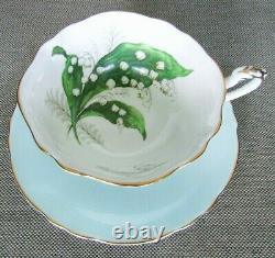 Gorgeous PARAGON Lily of the Valley Teacup and Saucer Set Light Green RARE