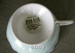 Gorgeous PARAGON Lily of the Valley Teacup and Saucer Set Light Green RARE
