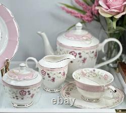 Grace Teaware Pastel Pink Set of 7 dinnerware and teaware
