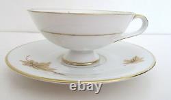 HEINRICH ZEITNER Hand Painted Tea Cup Saucer Set Gold Bronze Leaves Bavarian