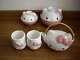 HELLO KITT Pottery 5 Piece set Japanese teapot teacup rice bowl Rare SANRIO