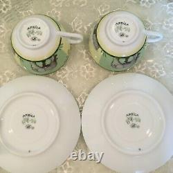 HERMES Africa Green Tea Cup & Saucer Tableware Porcelain elephant From Japan
