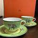 HERMES Africa Green Tea cup & Saucer pair set Auth #030712