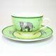 HERMES Africa Green Tea cup & Saucer set Auth #101902