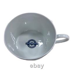 HERMES Chaine D'Ancre Porcelain Tea Coffee Cup & Saucer Blue White No Case Used