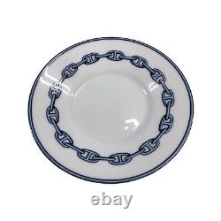 HERMES Chaine D'Ancre Porcelain Tea Coffee Cup & Saucer Blue White No Case Used