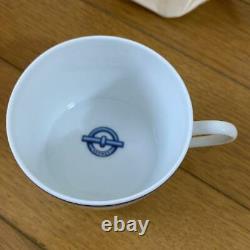 HERMES Chaine d'Ancre Blue Tea cup & Saucer pair set Auth #022813