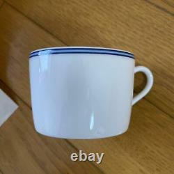 HERMES Chaine d'Ancre Blue Tea cup & Saucer pair set Auth #022813