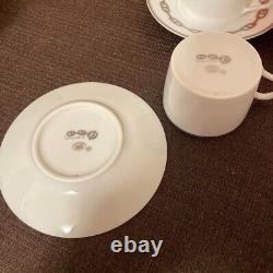 HERMES Chaine d'Ancre platinum Tea Cup & Saucer Set of 5 Pottery